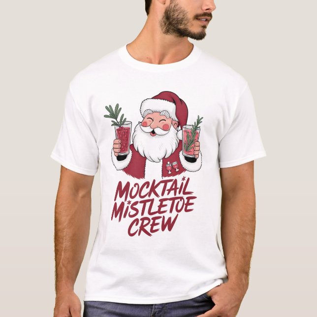 T-shirt Équipage de Noël sobre Mocktail Mistletoe  (Devant)