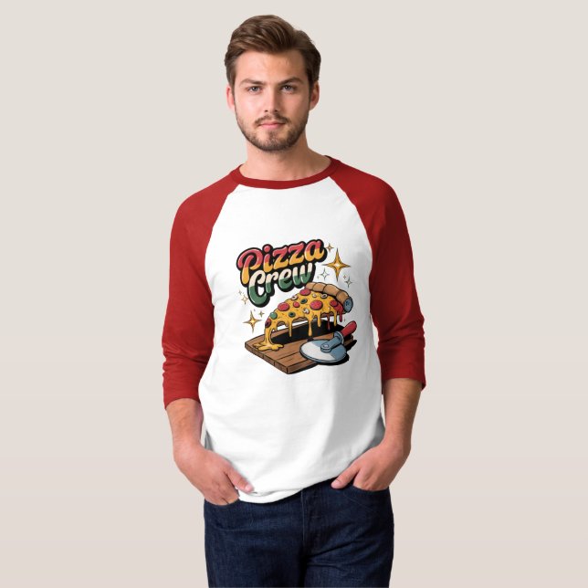 T-shirt Équipage de pizza (Devant entier)