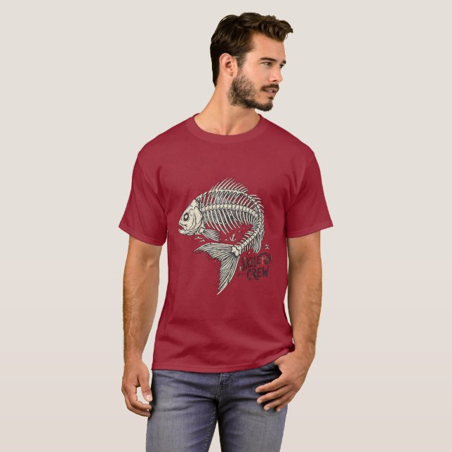 T-shirt Équipage de squelette Poisson os drôle Nautilus (Devant entier)