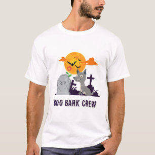 T-shirt Équipage d'écorce Boo   Halloween drôle de chien