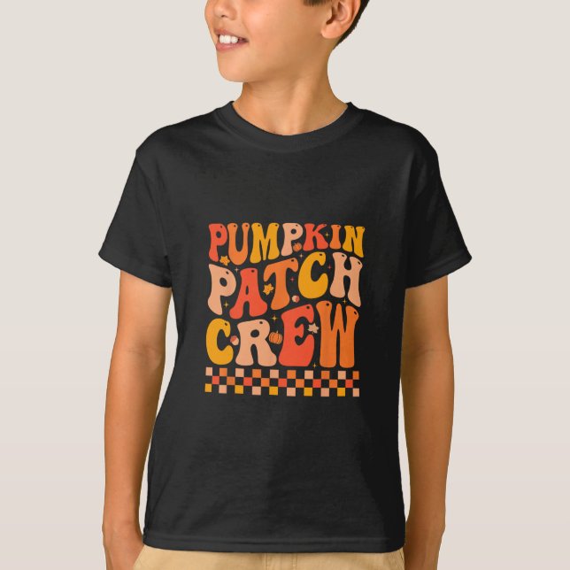 T-shirt Équipage Groovy Pumpkin Patch Vibrations d'automne (Devant)