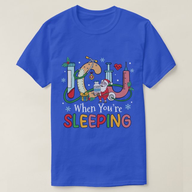 T-shirt Équipage infirmière de l'ICU de Noël Père Noël ICU (Design devant)