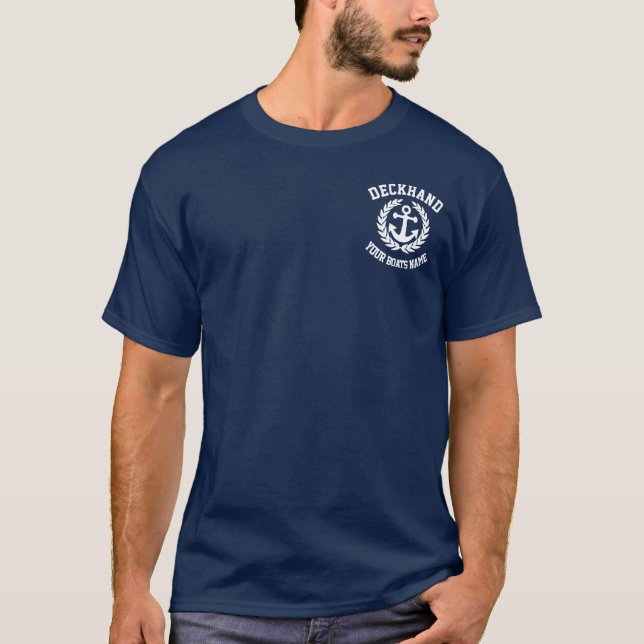 T-shirt Équipage nommé fait sur commande de bateau d'homme (Devant)