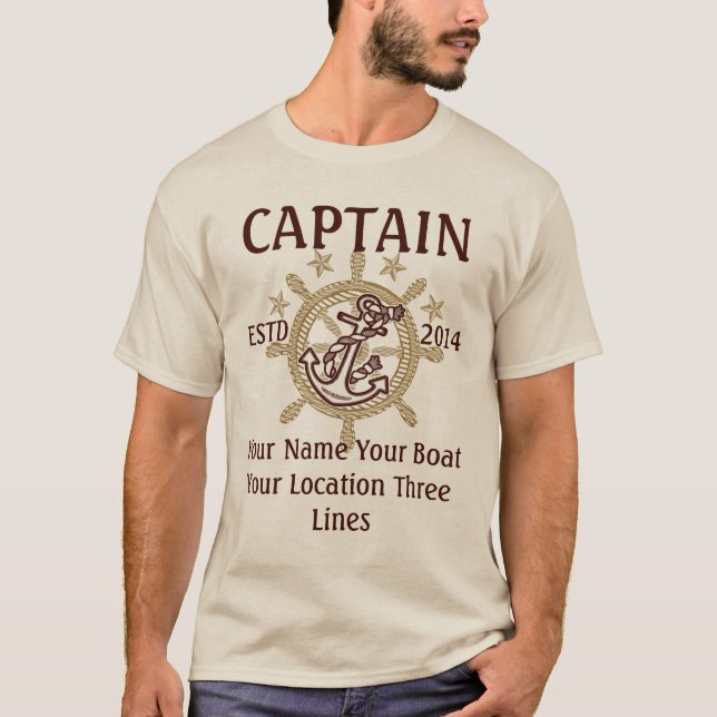 T-shirt Équipage personnalisé de capitaine de capitaine (Devant)