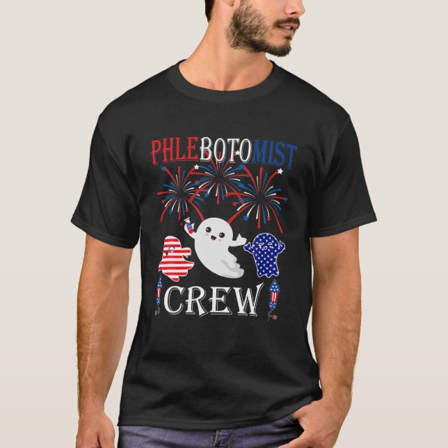 T-shirt Équipage Phlebotomiste Trois Fantôme Rouge Blanc E (Devant)