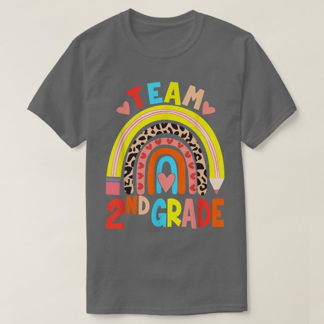 T-shirt Équipe 2e Classe Leopard Arc-En-Ciel Retour À L'Éc (Design devant)