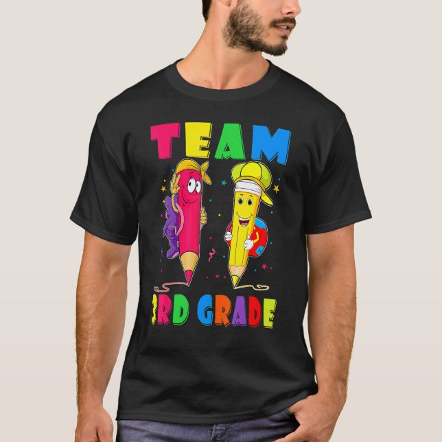 T-shirt Équipe 3e Année Crayon Retour À L'École Enseignant (Devant)