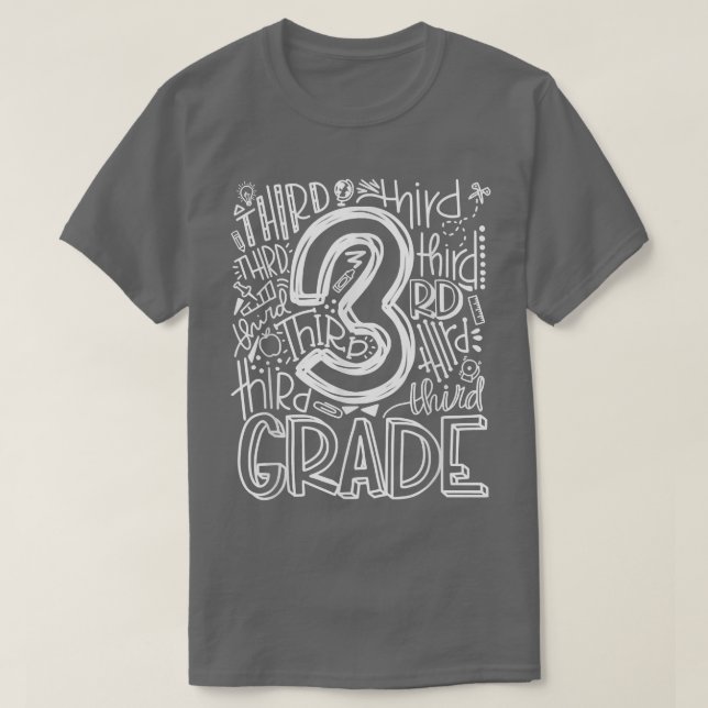 T-shirt Équipe 3e année Professeur de typographie Retour à (Design devant)