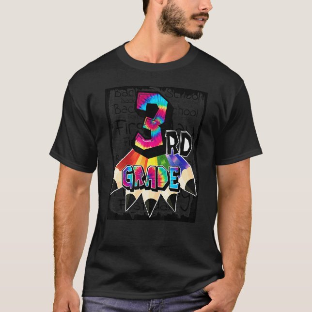 T-shirt Équipe 3e année Typographie Tie Dye Enseignant Ret (Devant)
