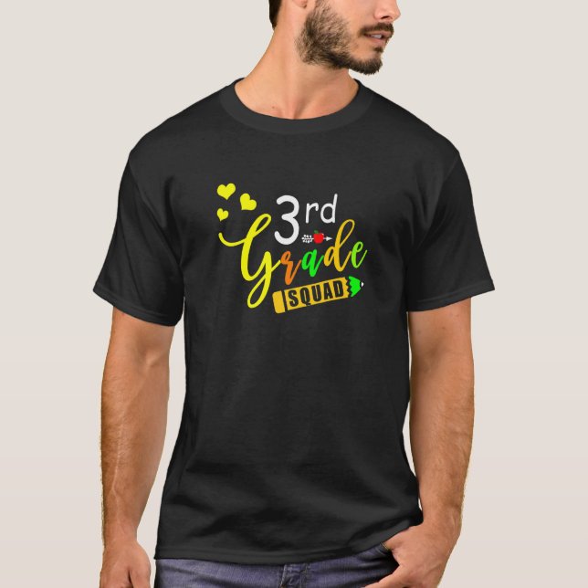 T-shirt Équipe 3e Escadron de 3e année Enseignant Retour À (Devant)