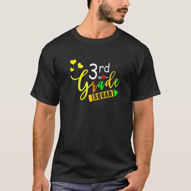 T-shirt Équipe 3e Escadron de 3e année Enseignant Retour À (Devant)