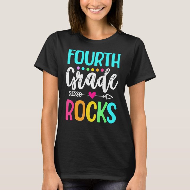 T-shirt Équipe 4e année Bonjour 4e année Rocks Retour à Sc (Devant)