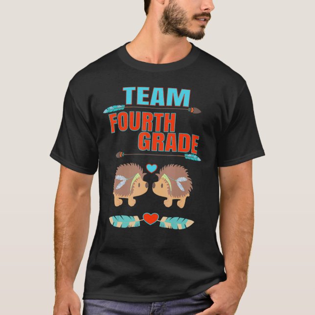 T-shirt Équipe 4e année Hérisson enseignant Retour T (Devant)