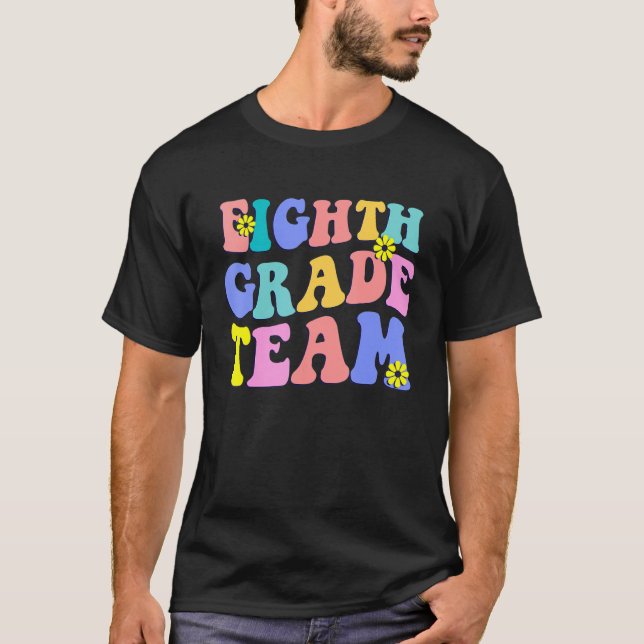 T-shirt Équipe 8e année Super Retro Enseignantes Filles Fe (Devant)