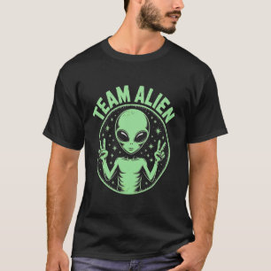 T-shirt Équipe Aliens Paix Drôle Ufo Espace Femmes Enfants