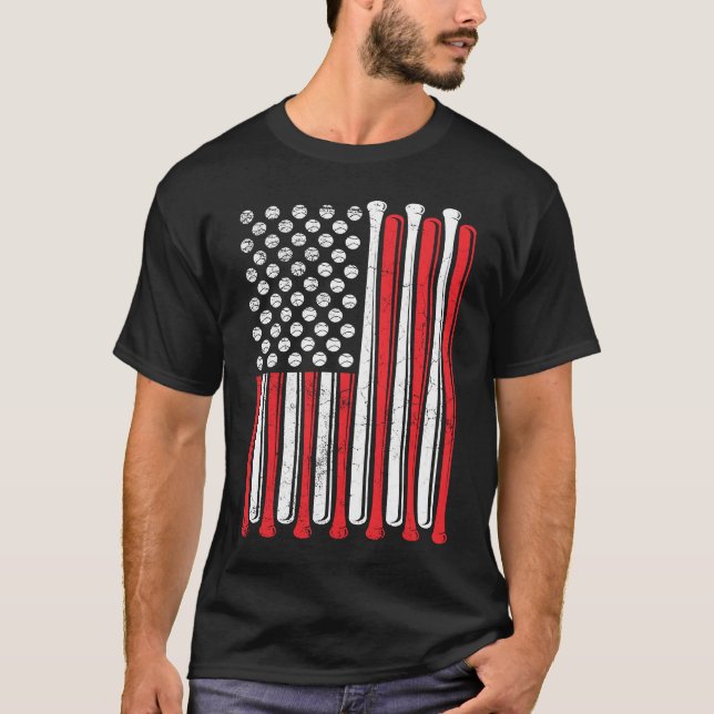 T-shirt Équipe Américaine De Baseball De Drapeau Baseball  (Devant)