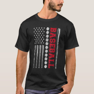 T-shirt Équipe Américaine De Baseball Drapeau Hommes Garço