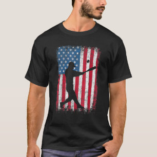 T-shirt Équipe Américaine De Baseball Drapeau Hommes Garço