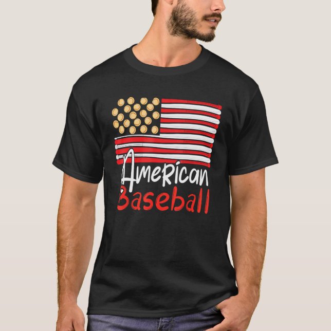 T-shirt Équipe Américaine De Baseball Vintage Ameri (Devant)