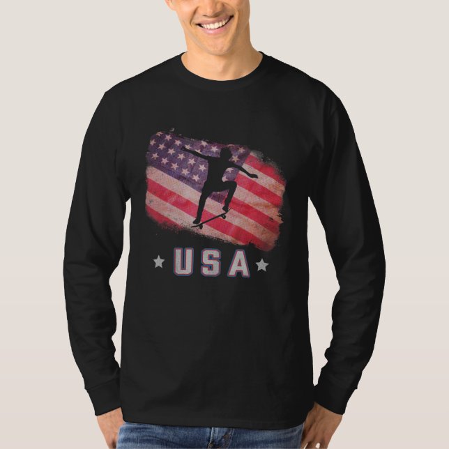 T-shirt Équipe Américaine De Skateboard Drapeau Étoiles Et (Devant)