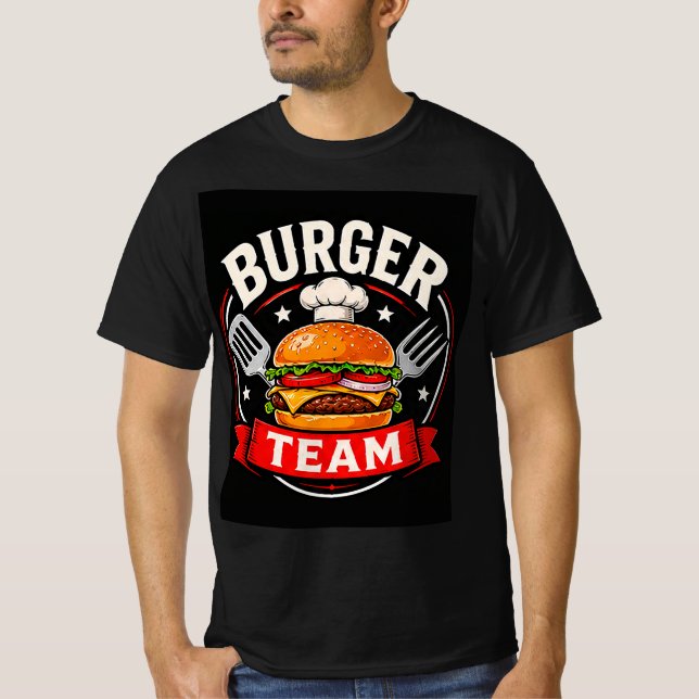 T-shirt 🍔 Équipe Burger Uniforme de Restaurant de Fast Fo (Devant)