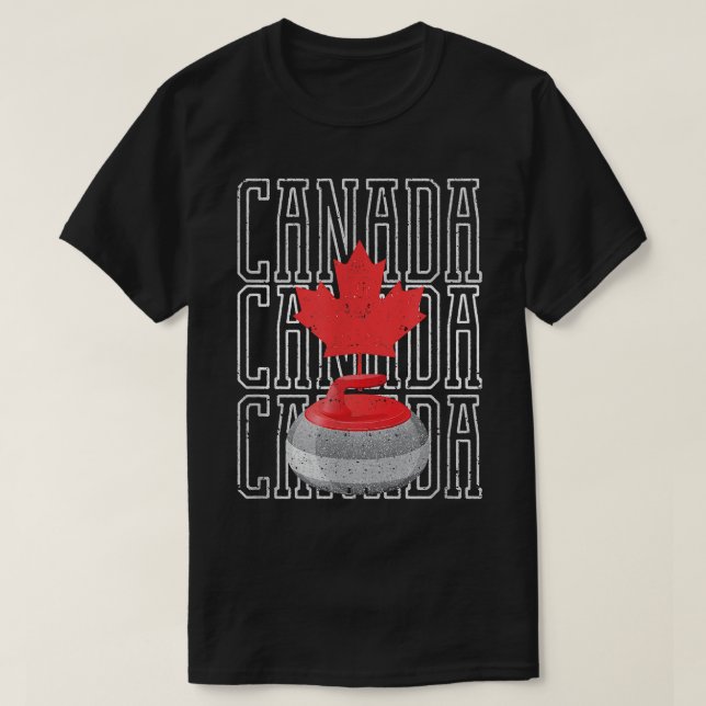 T-shirt Équipe Canada Feuille Curling Rouge Blanc hiver (Design devant)