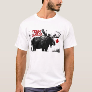 T-shirt ÉQUIPE CANADA. Feuille d'érable. Orignal canadien.