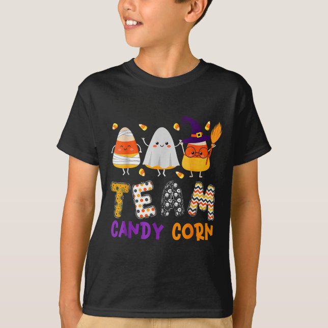 T-shirt Équipe Candy Corn Halloween Drôle Avec Witch Boo M (Devant)
