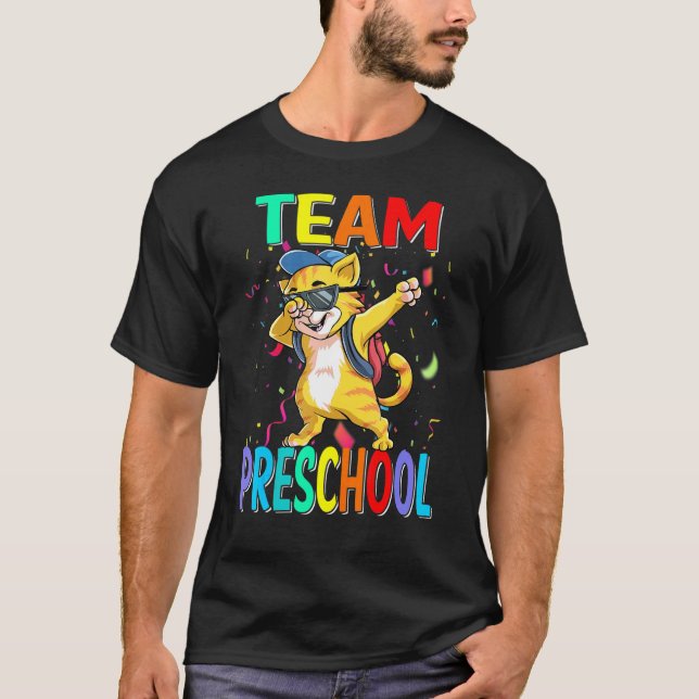 T-shirt Équipe Chat Préscolaire Retour À L'École (Devant)