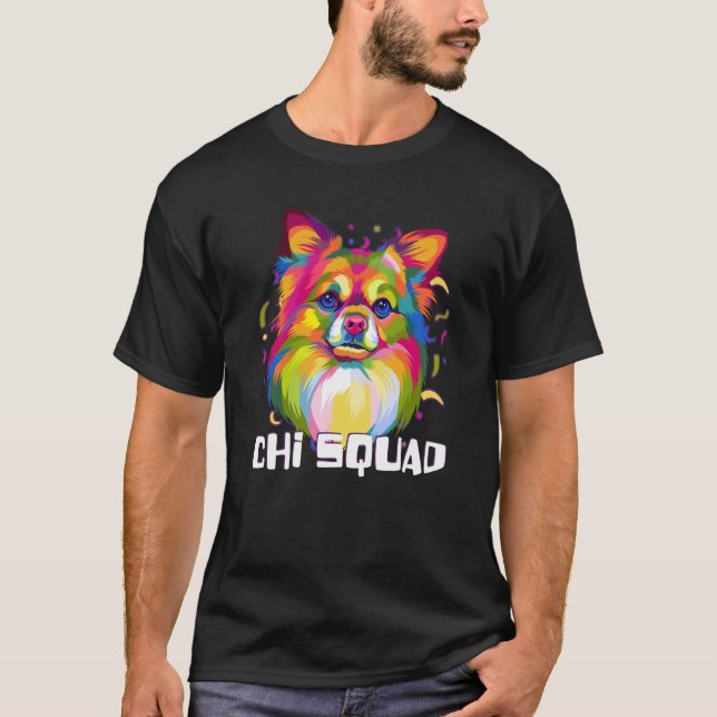 T-shirt Équipe Chi Chihuahua Maman en Fourrure Chiwawa Pap (Devant)