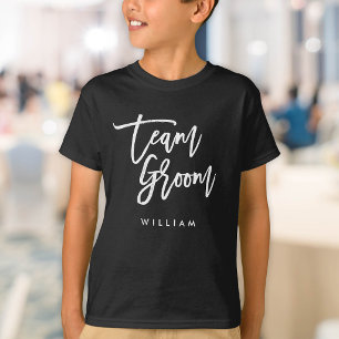 T-shirt Équipe Chic Tendance Brosse Écriture Blanche Groom
