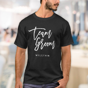 T-shirt Équipe Chic Tendance Brosse Écriture Blanche Groom