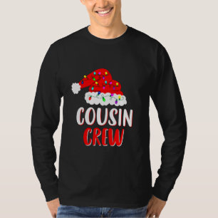 T-shirt Équipe Cousin Santa Hat Lights Famille Corresponda