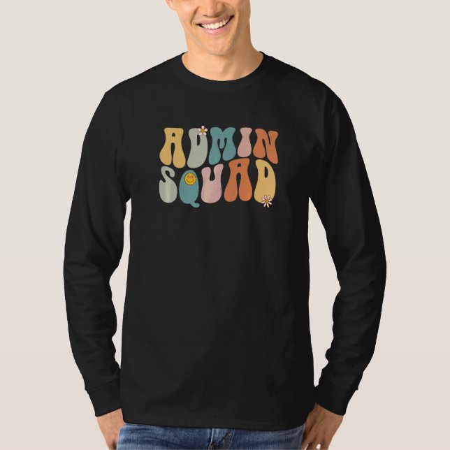 T-shirt Équipe d'administration Rétro Groovy Secrétaire d' (Devant)