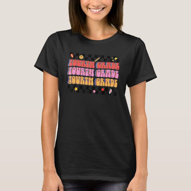 T-shirt Équipe d'amusement de 4e année Super rétrograde 4e (Devant)