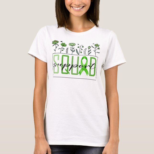 T-shirt équipe d'appui vert fleur de sensibilisation au ca (Devant)