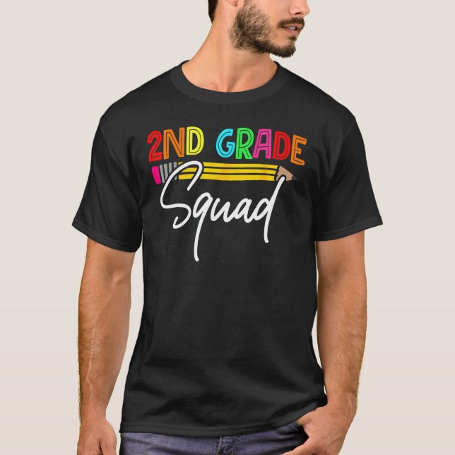 T-shirt Équipe de 2e année Crayon Enseignant Élève  Retour (Devant)