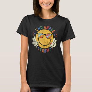 T-shirt Équipe De 2E Année Joyeux Visage Sourire Retour À
