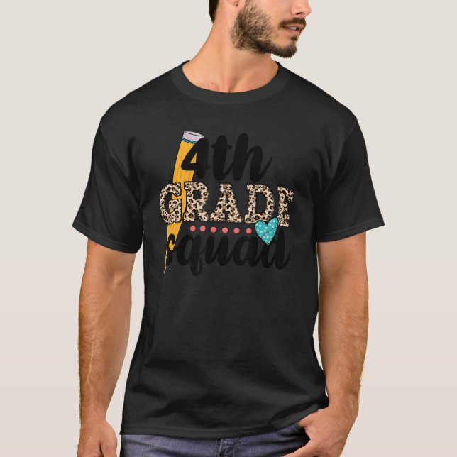 T-shirt Équipe de 4e année Leopard Retour à l'école Quatri (Devant)