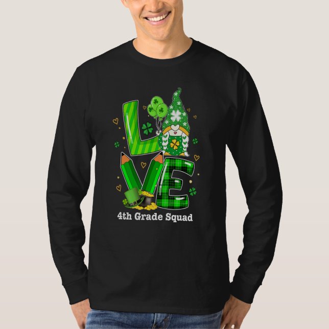 T-shirt Équipe de 4e année Rainbow Gnome Happy St patrick  (Devant)
