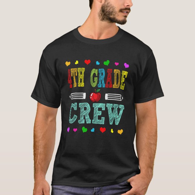 T-shirt Équipe De 4E Année Retour À L'École Premier Jour D (Devant)