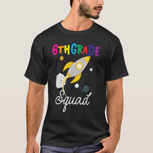 T-shirt Équipe de 6e année 6e année Rocket Retour à Sc (Devant)