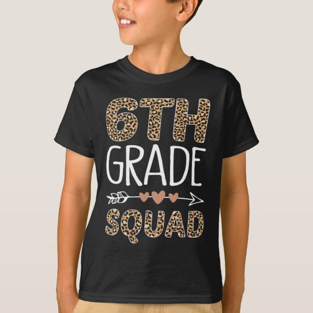 T-shirt Équipe de 6e année Léopard Enseignant Élève  (Devant)