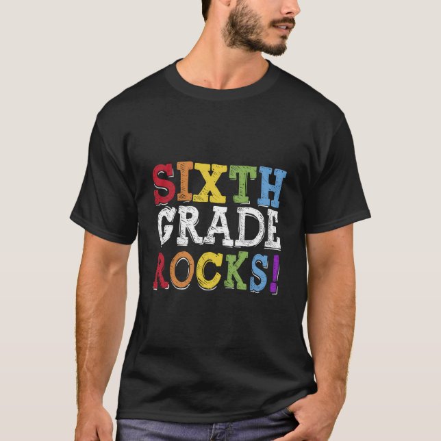 T-shirt Équipe de 6e année Rocks Squad Sixième Prof Retour (Devant)