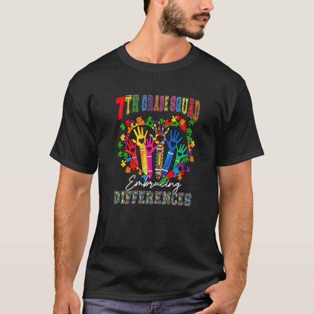 T-shirt Équipe de 7e année adoptant les différences Autism (Devant)