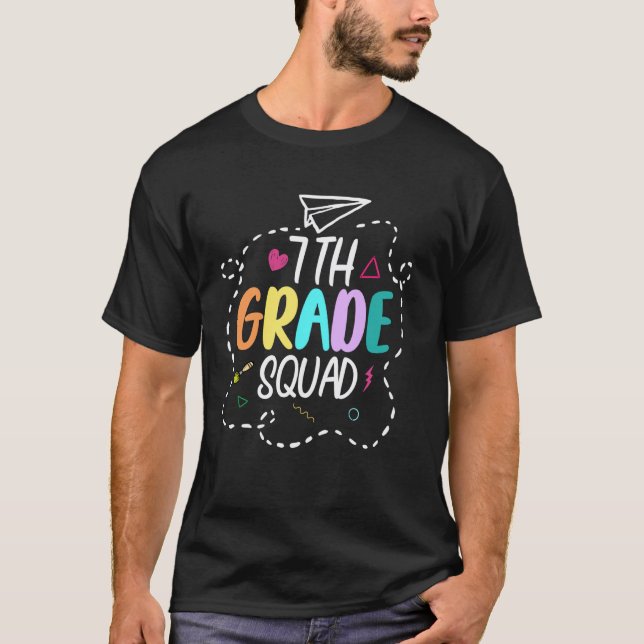 T-shirt Équipe de 7e année Élève Enseignant Retour à l'éco (Devant)