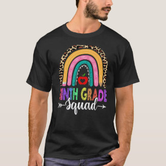 T-shirt Équipe de 9e année arc-en-ciel léopard professeur