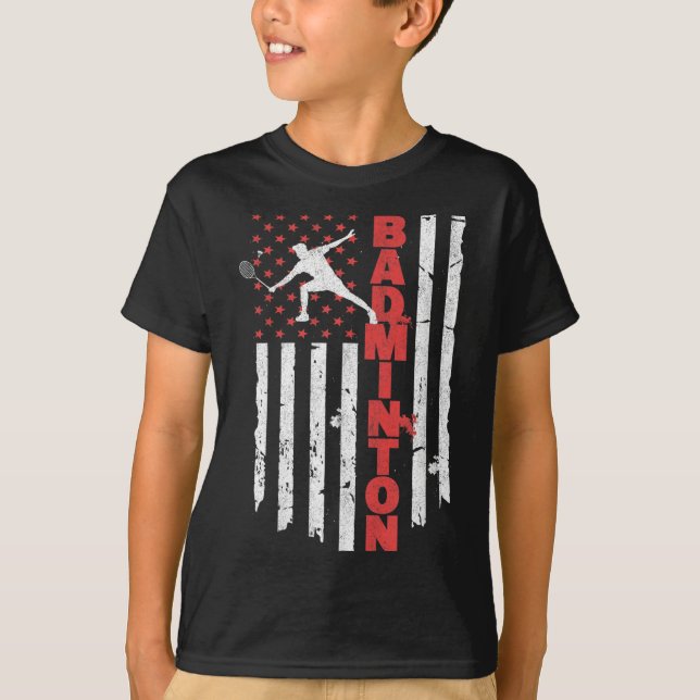 T-shirt Équipe de badminton Drapeau américain Badminton Us (Devant)
