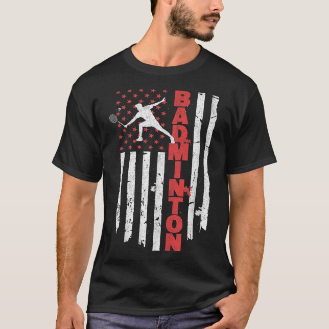 T-shirt Équipe de badminton Drapeau américain Badminton Us (Devant)