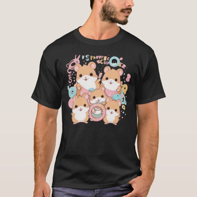 T-shirt Équipe de Bagues de Hamster Kawaii Art (Devant)
